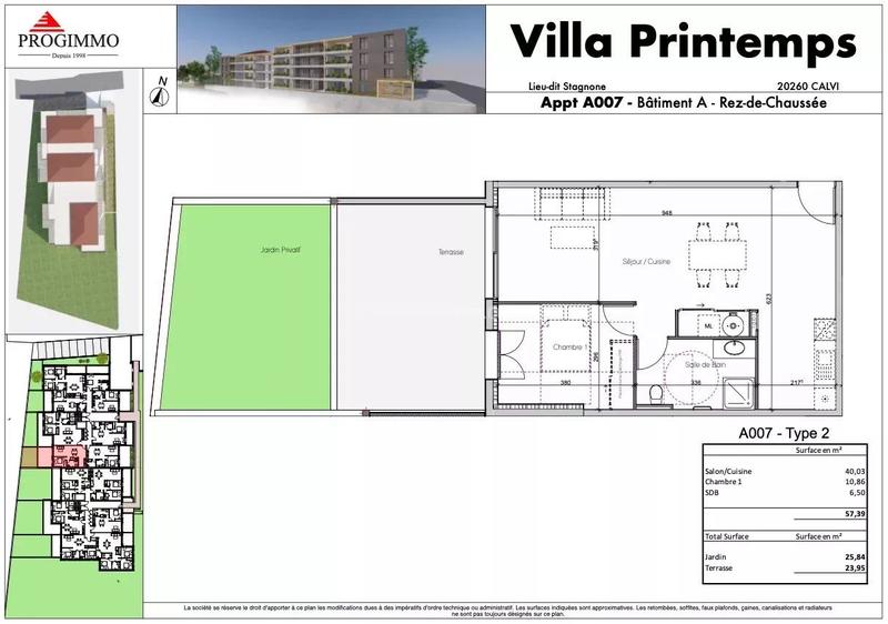 Appartement - 57 m² - 2 pièces