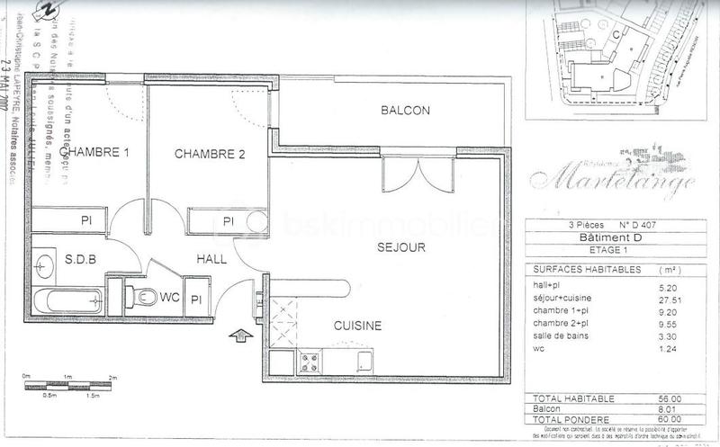 Appartement - 56 m² - 3 pièces