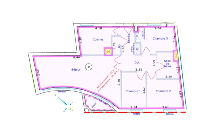 Appartement - 84 m² - 4 pièces