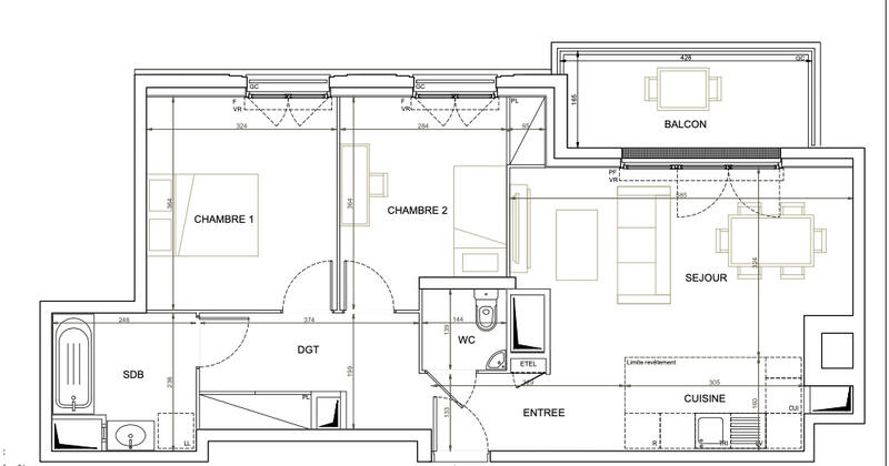 Appartement - 64 m² - 3 pièces