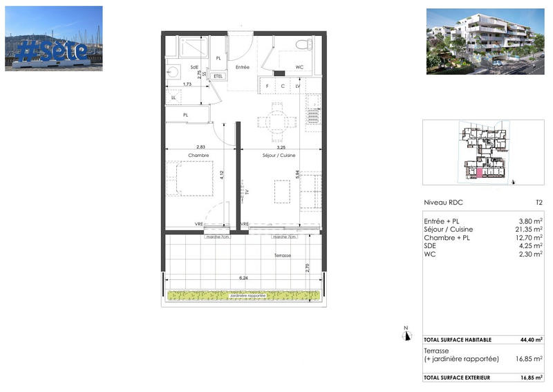 Appartement - 44 m² - 2 pièces