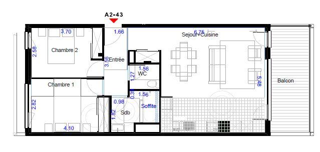 Appartement - 64 m² - 3 pièces
