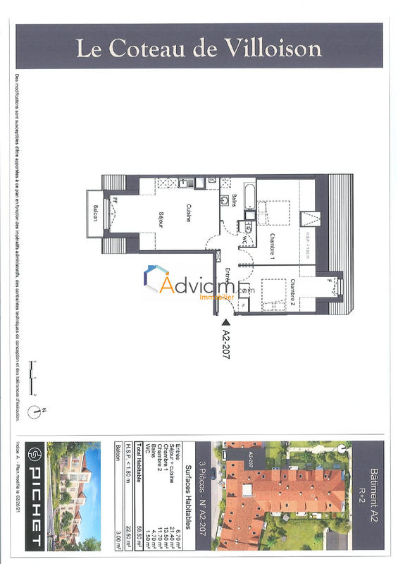 Appartement - 60 m² - 3 pièces