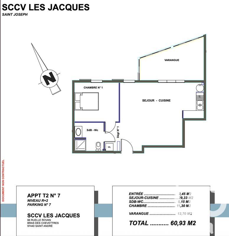 Appartement - 60 m² - 2 pièces