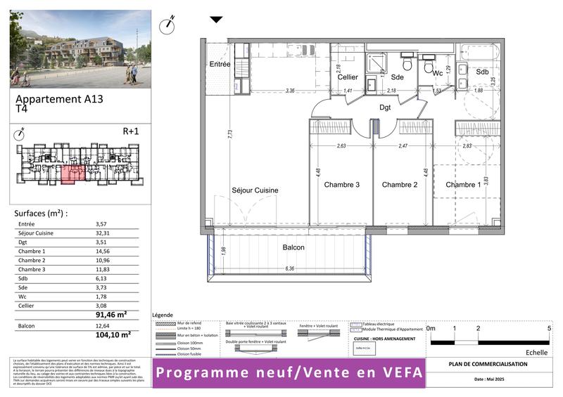 Appartement - 91 m² - 4 pièces
