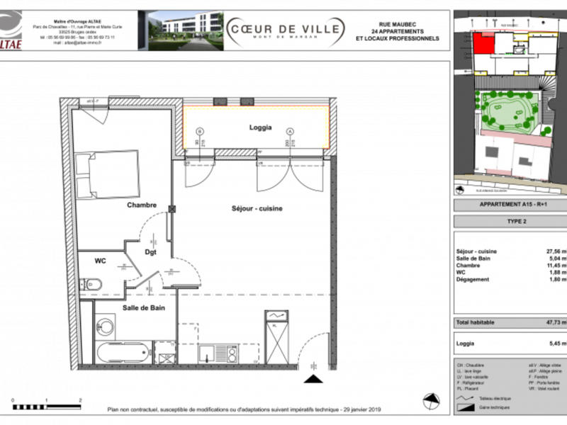 Appartement - 48 m² - 2 pièces