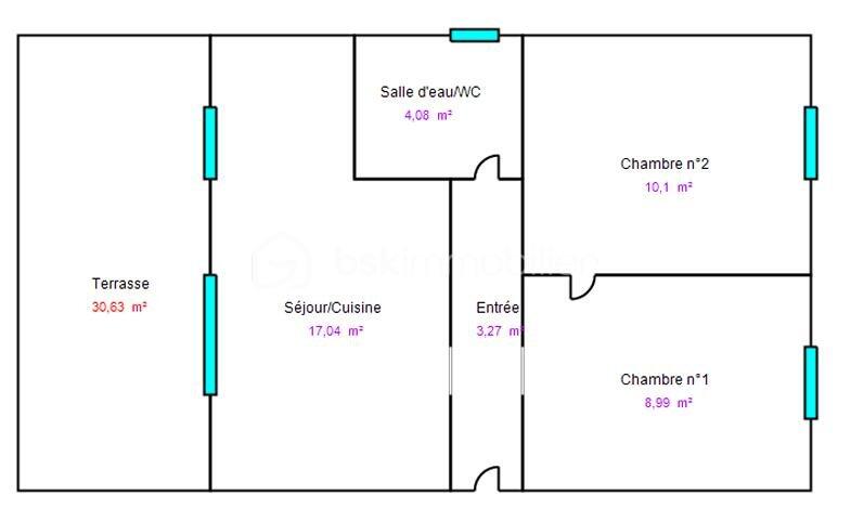 Appartement - 43 m² - 3 pièces