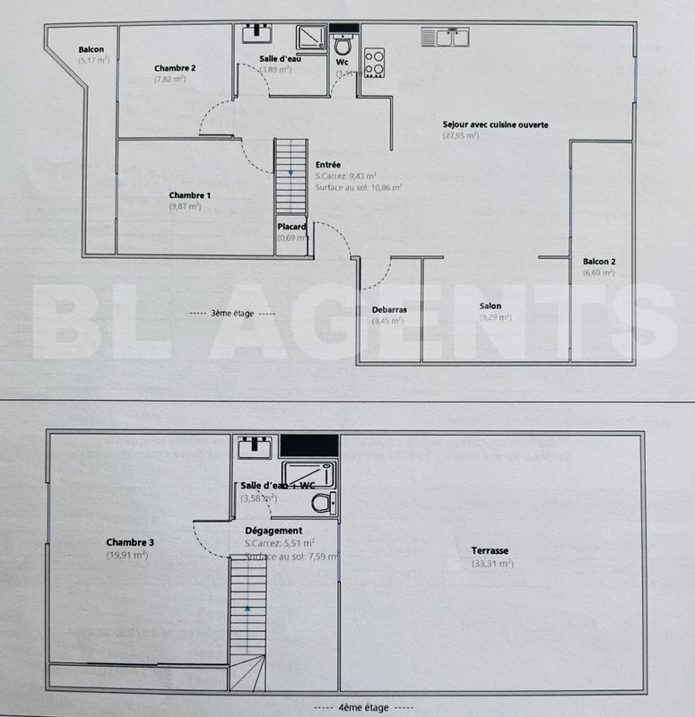 Duplex - 102 m² - 5 pièces