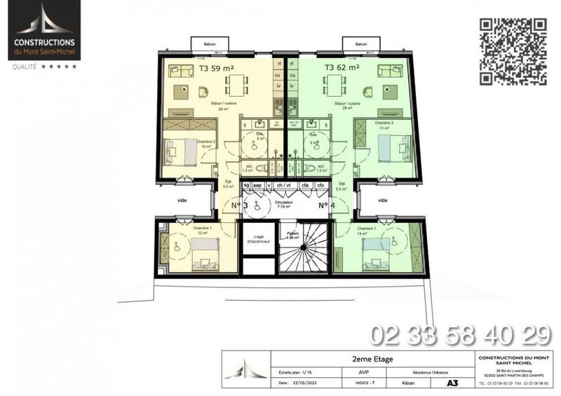 Appartement - 59 m² - 3 pièces