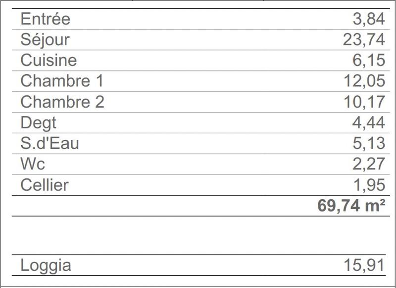 Appartement - 70 m² - 3 pièces