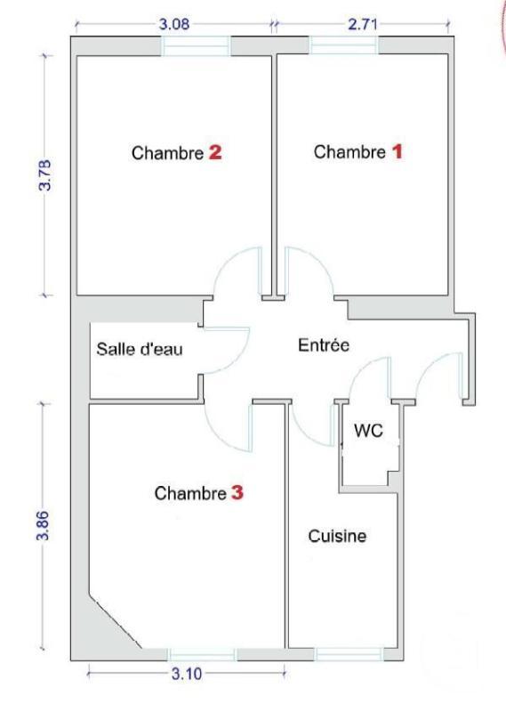 Chambre - 10 m² - 1 pièce