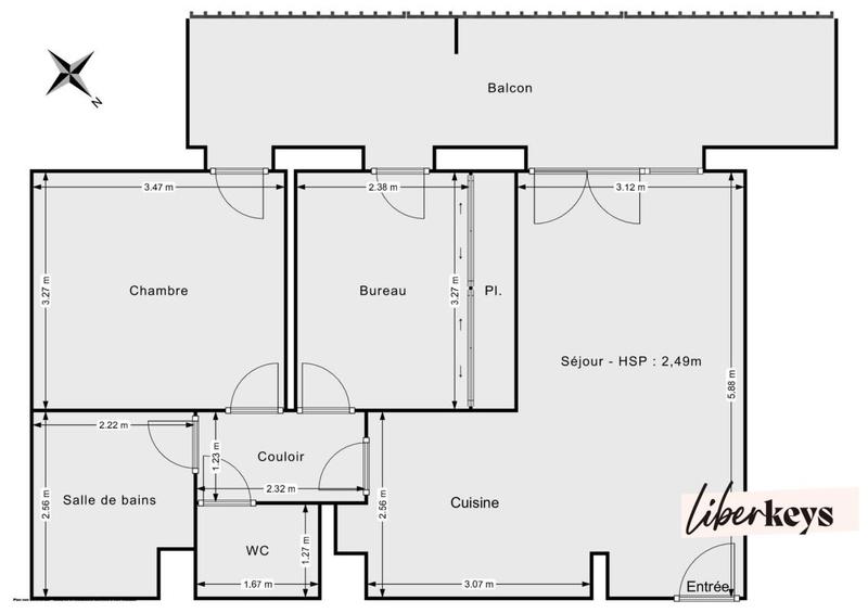 Appartement - 70 m² - 3 pièces