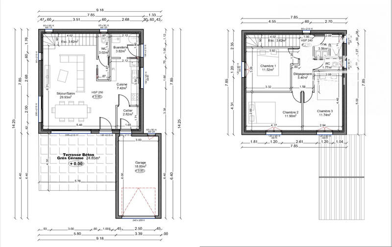 Maison - 93 m² - 4 pièces