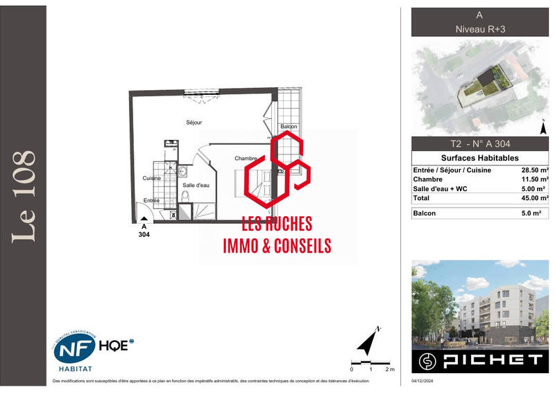 Appartement - 45 m² - 2 pièces