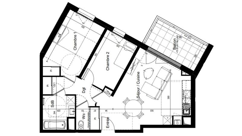 Appartement - 61 m² - 3 pièces