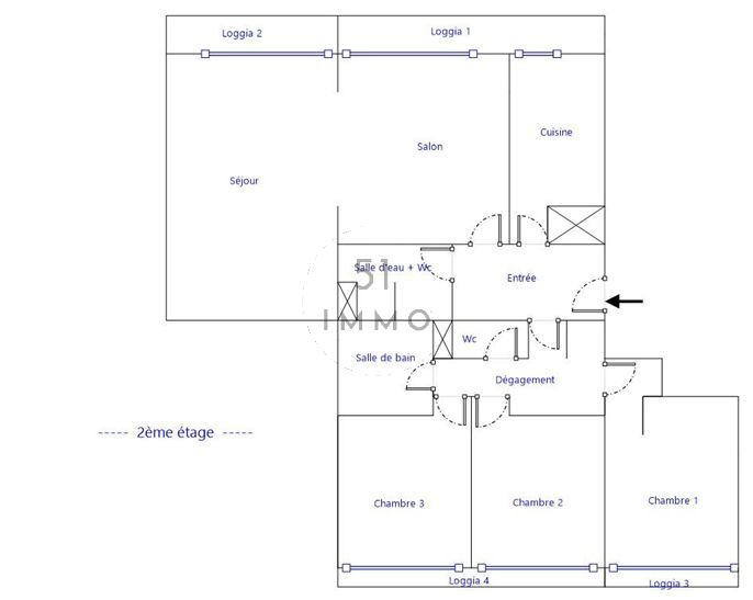 Appartement - 94 m² - 5 pièces