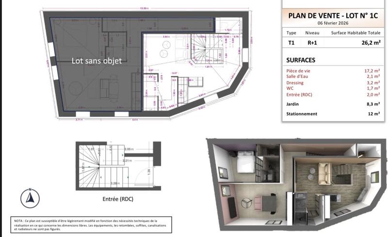 Appartement - 26 m² - 1 pièce