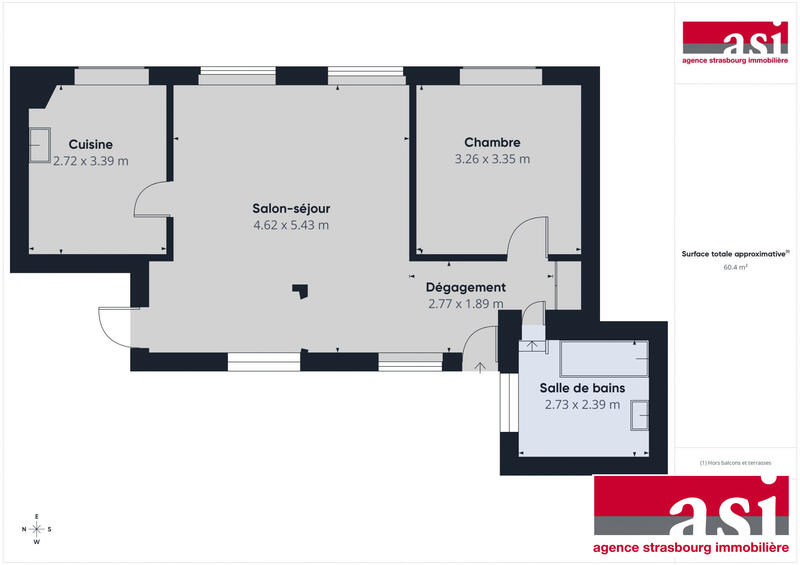 Appartement - 65 m² - 2 pièces