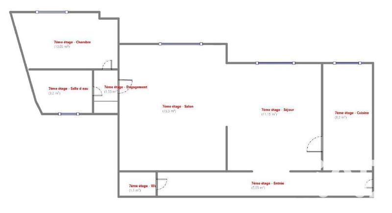 Appartement - 55 m² - 2 pièces