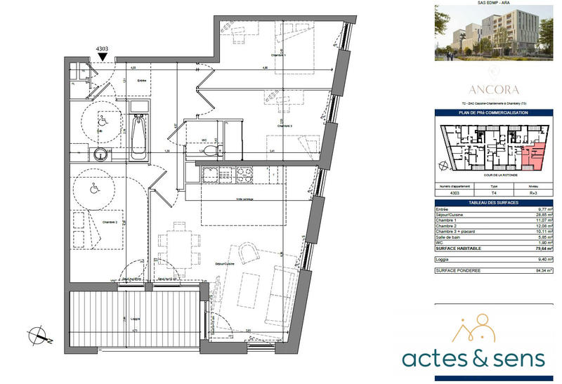 Appartement - 80 m² - 4 pièces