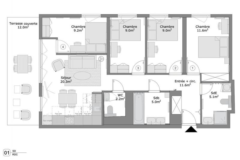 Appartement - 85 m² - 5 pièces